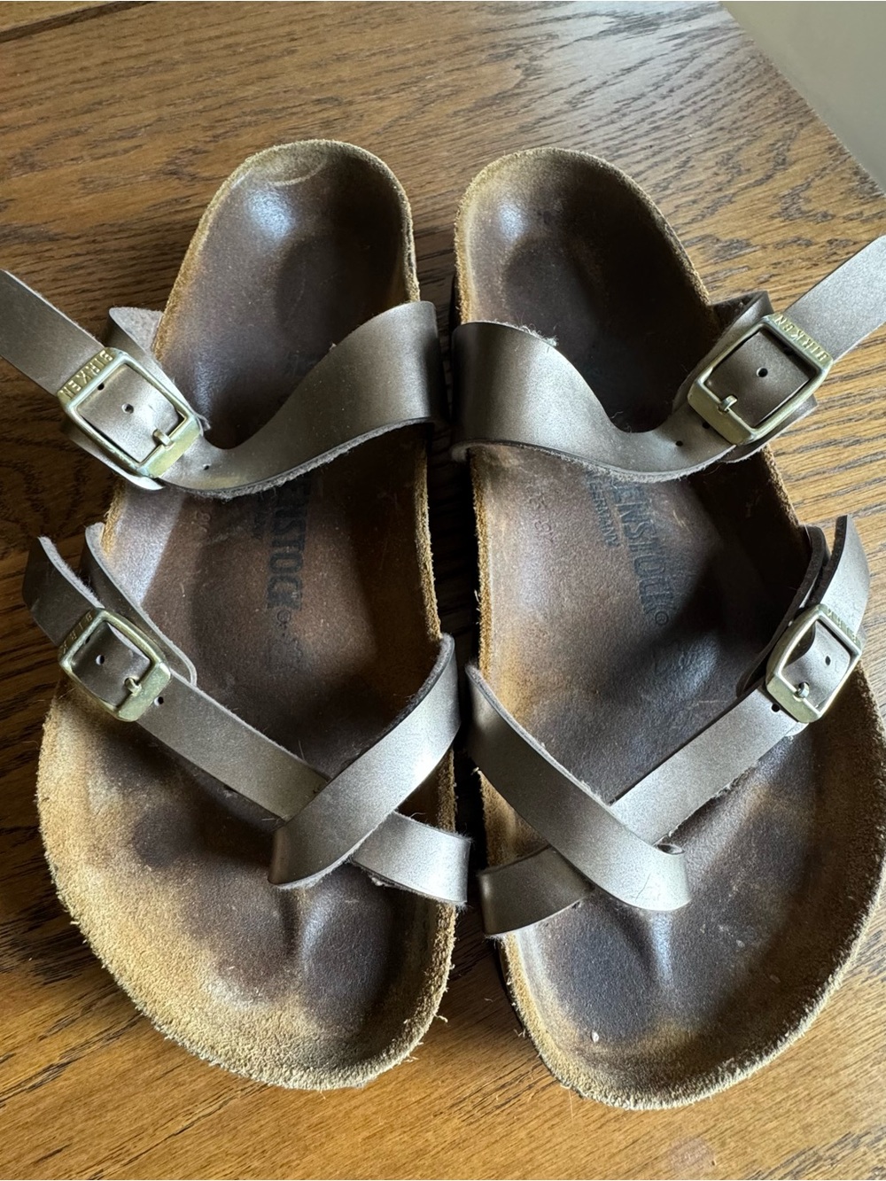 Birkenstock Strappy Sandal Mayfair Birko-Flor Graceful Taupe Metallic Size 39 8 - Picture 4 of 5